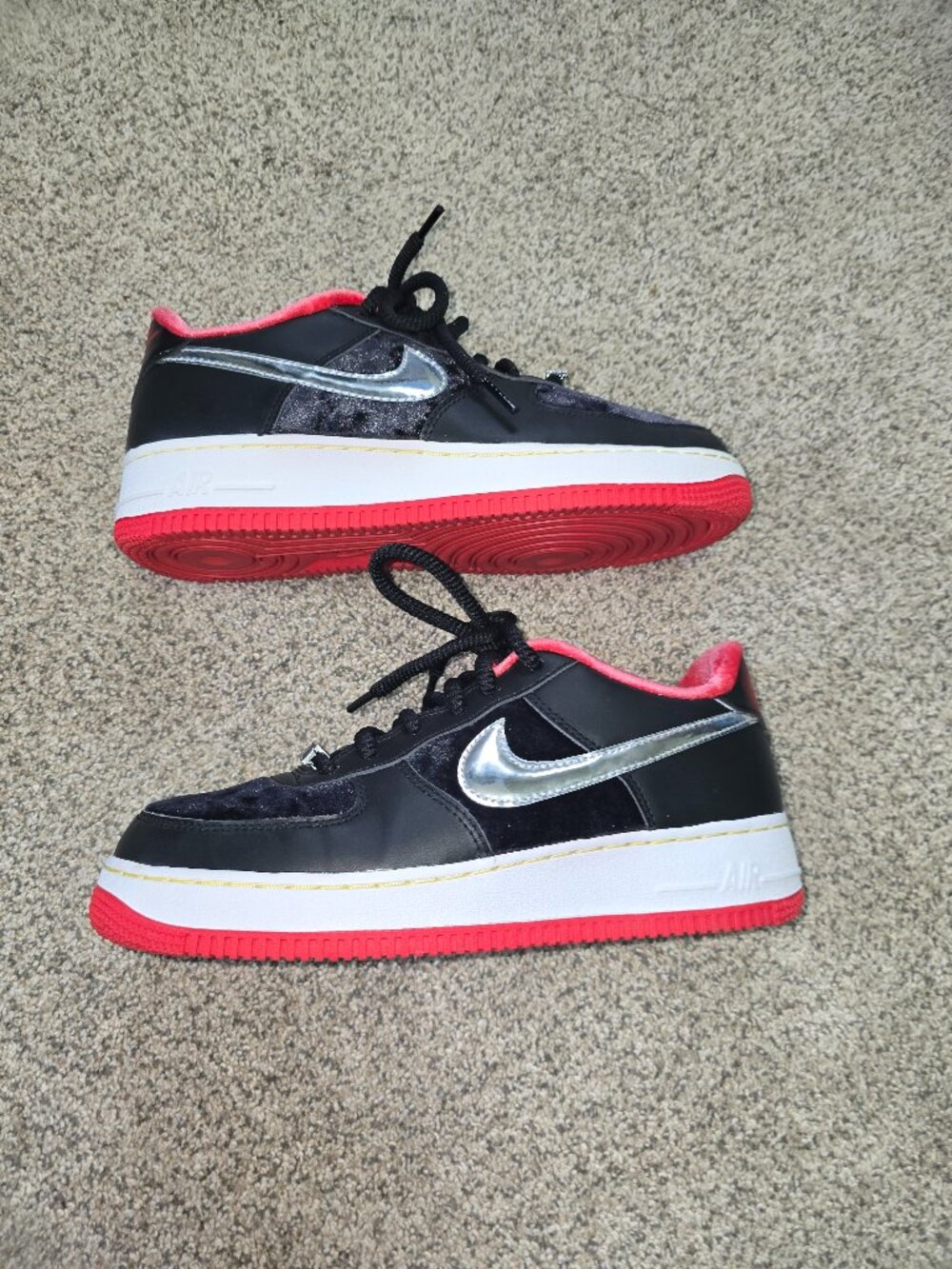 Nike Air Force 1 PRM GS Black Multi Color Youth 7 Sneakers DZ5296‑001
